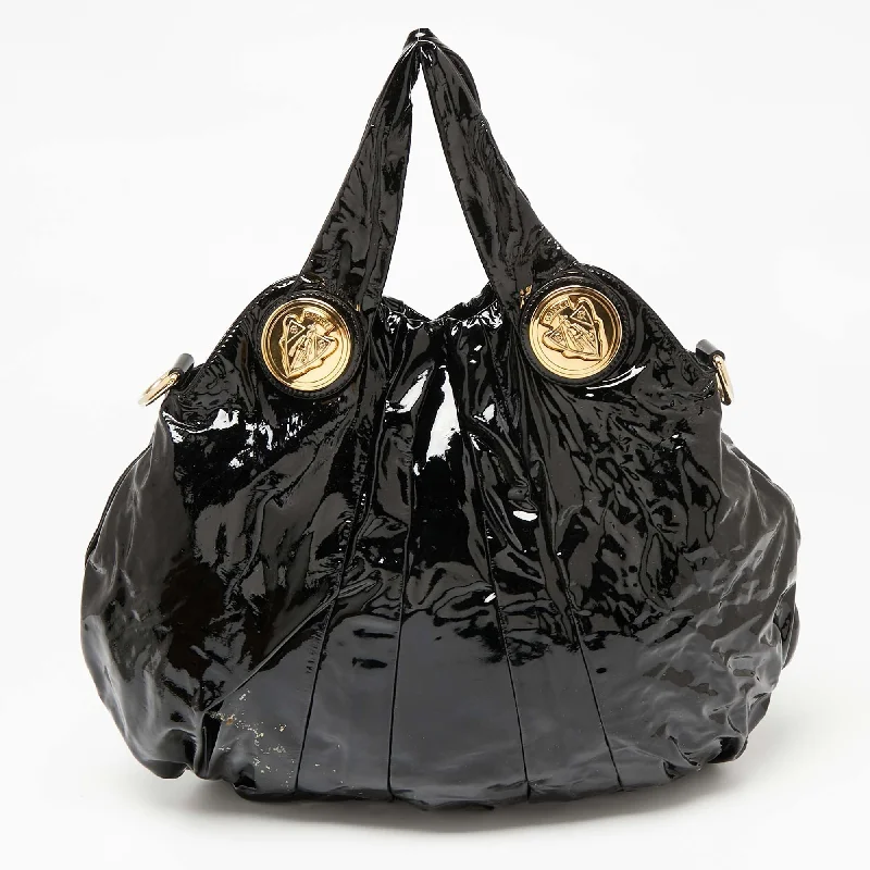 Gucci Black Patent Leather Large Hysteria Tote