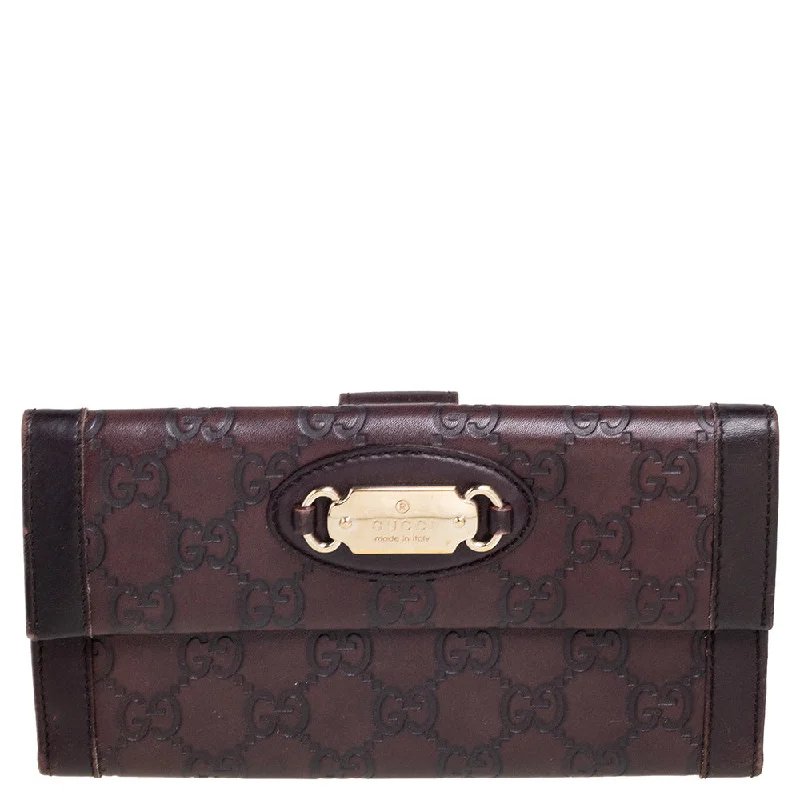 Gucci Brown Guccissima Leather Flap Continental Wallet