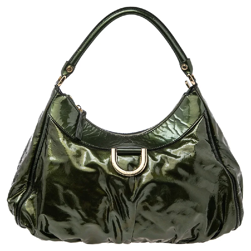 Gucci Green Patent Leather D Ring Hobo