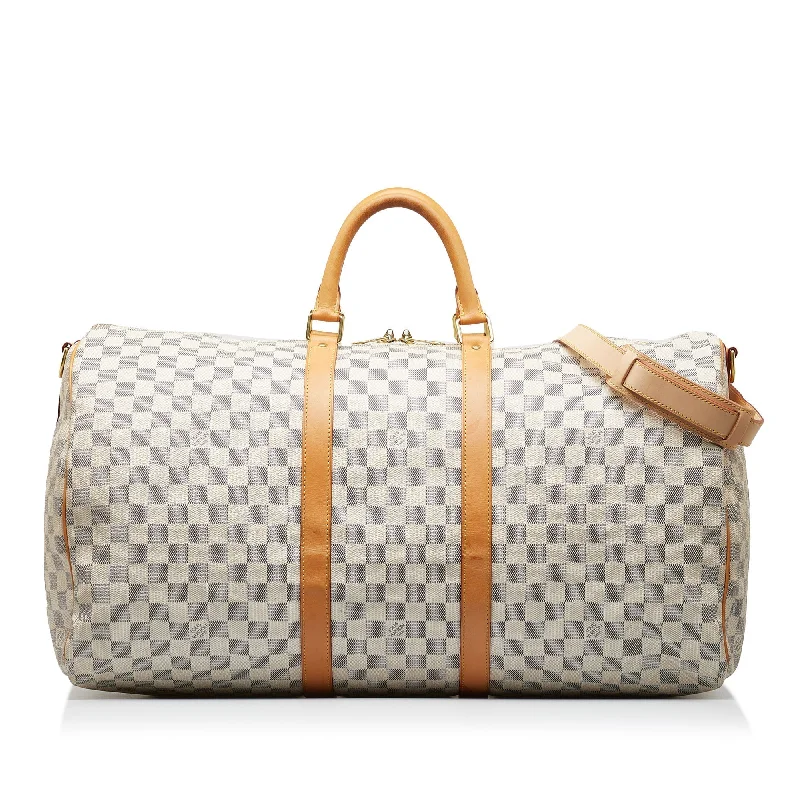 LOUIS VUITTON Damier Azur Keepall Bandouliere 55 Travel Bag