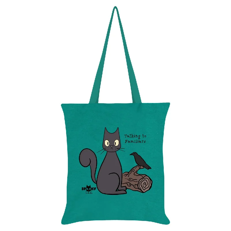 Spooky Cat Talking To Familiars Tote Bag