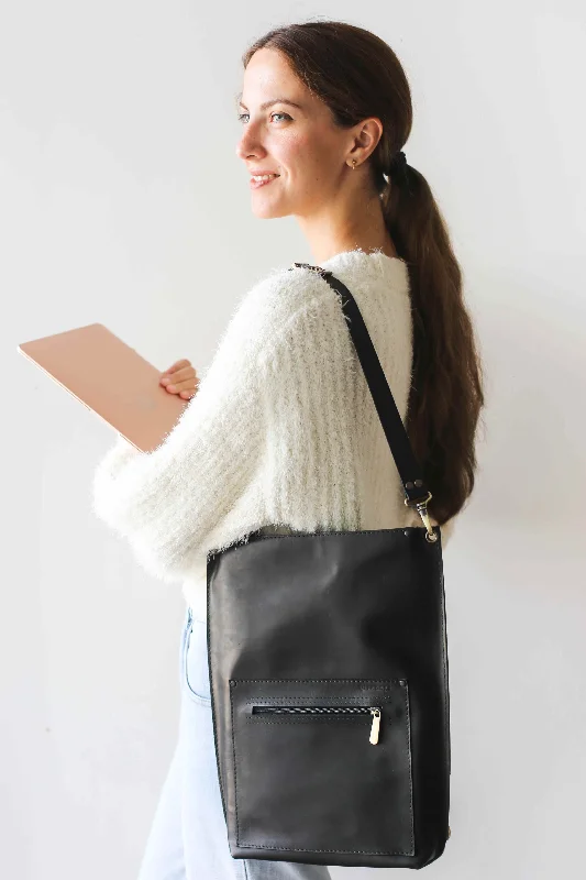 Black Leather Zipper Backpack