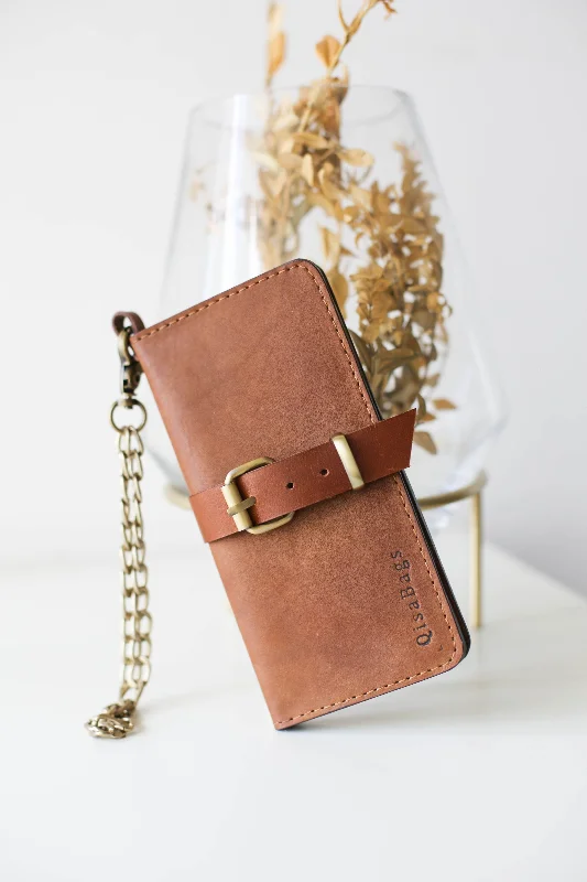 Women's Bifold Brown Leather Wallet - N01