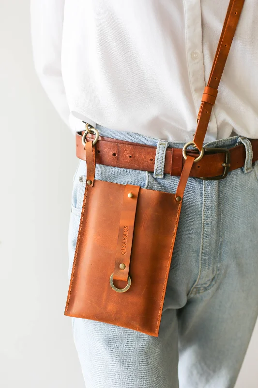 Brown Leather Phone Bag