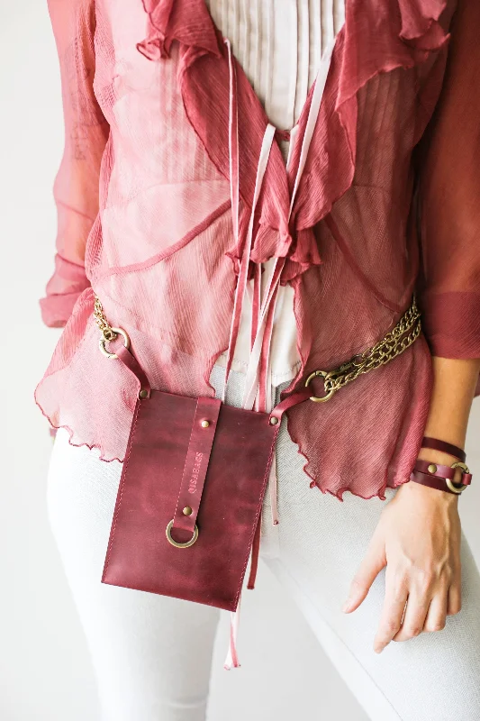 Burgundy Leather Phone Bag