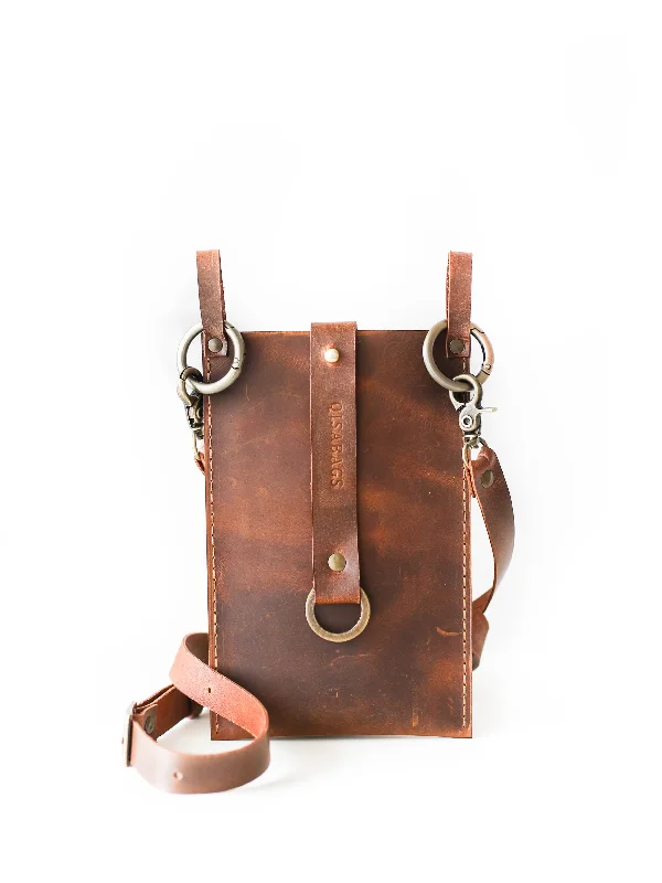 Coffee Brown Leather Phone Bag