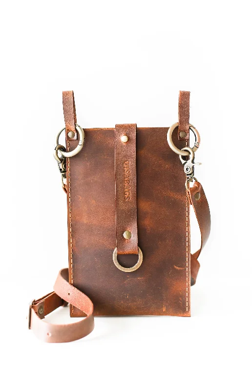 Coffee Brown Leather Phone Bag