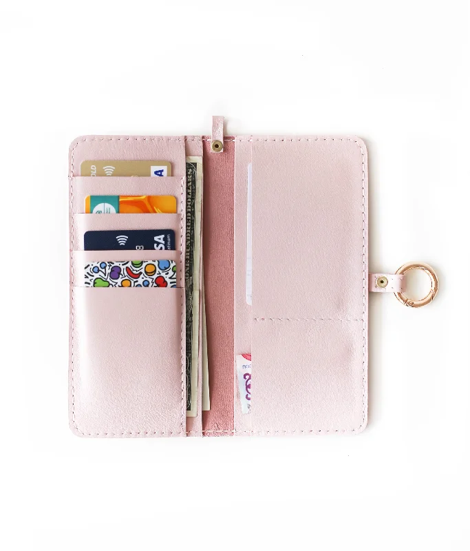 Women's Bifold Pink Leather Wallet - N01 - Ring Closure