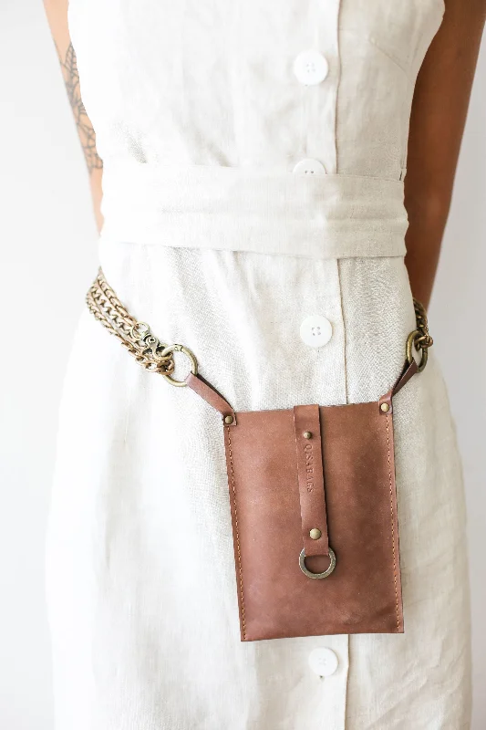 Taupe Leather Phone Bag