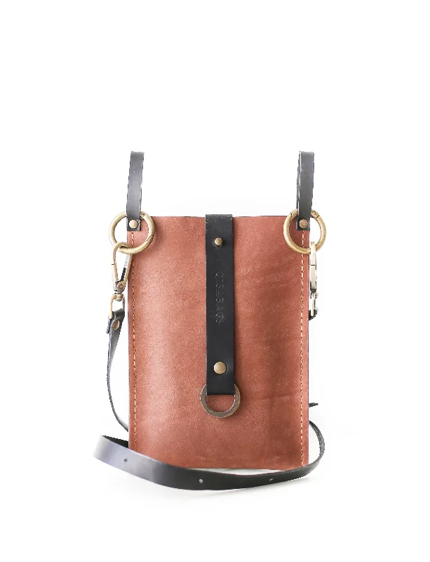 Taupe w/Black Leather Phone Bag