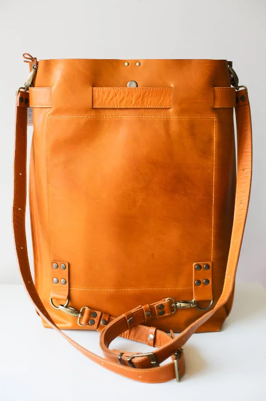 Yellow Large Leather Backpack