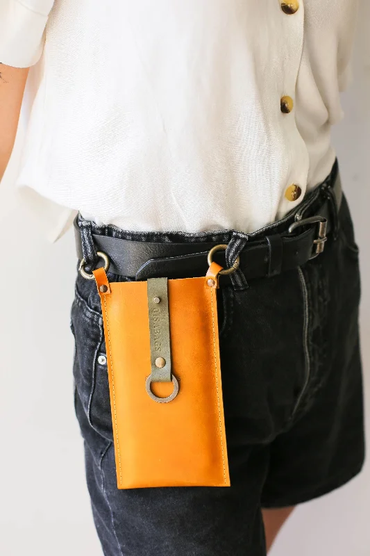 Yellow Leather Phone Bag