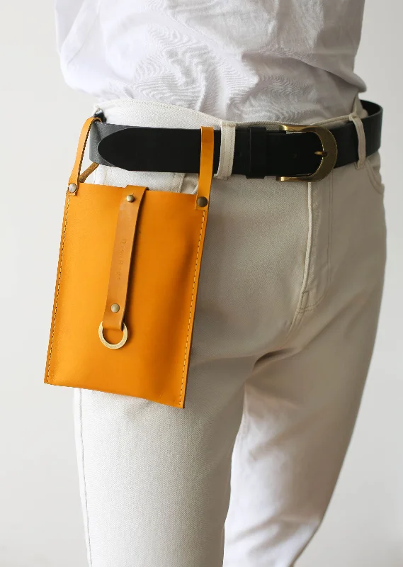 Yellow Leather Phone Bag