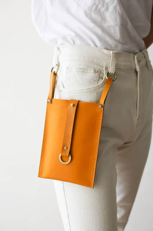 Yellow Leather Phone Bag