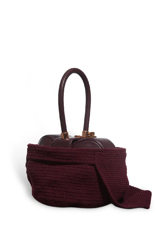 Crossover Knit Bag in Bordeaux Cashmere