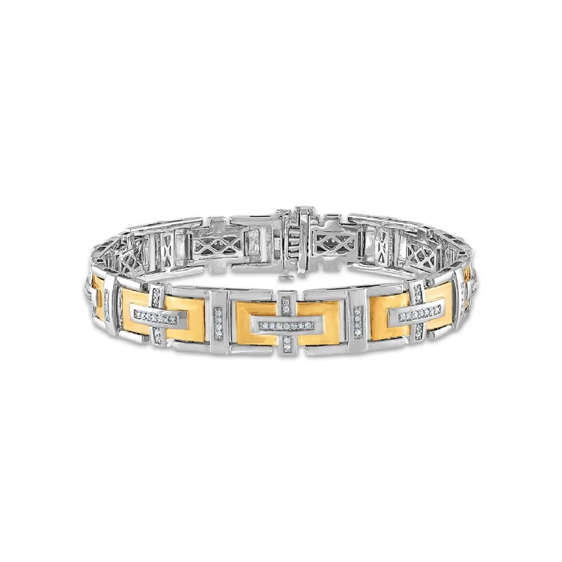 1 CTW Diamond Fashion 8.5-inch Bracelet in Two-Tone Sterling Silver