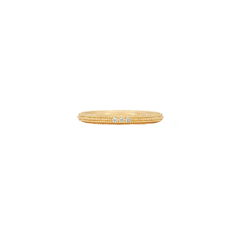 14 Karat Yellow Gold Textured ANVI Ring with Round Diamonds