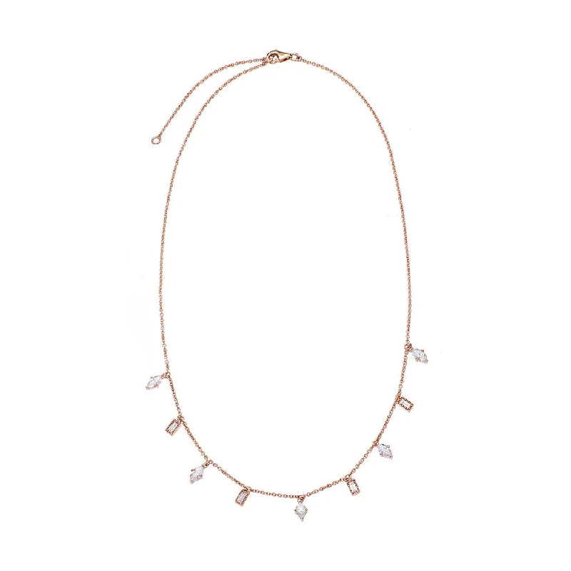 18 Karat Rosé Gold Lluvia necklace with Marquise and Baguette Diamonds