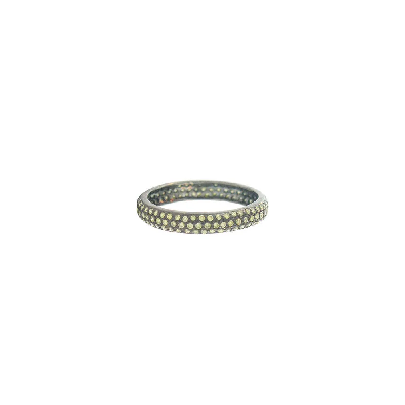 18 Karat White Gold Tire Band with Green Diamonds