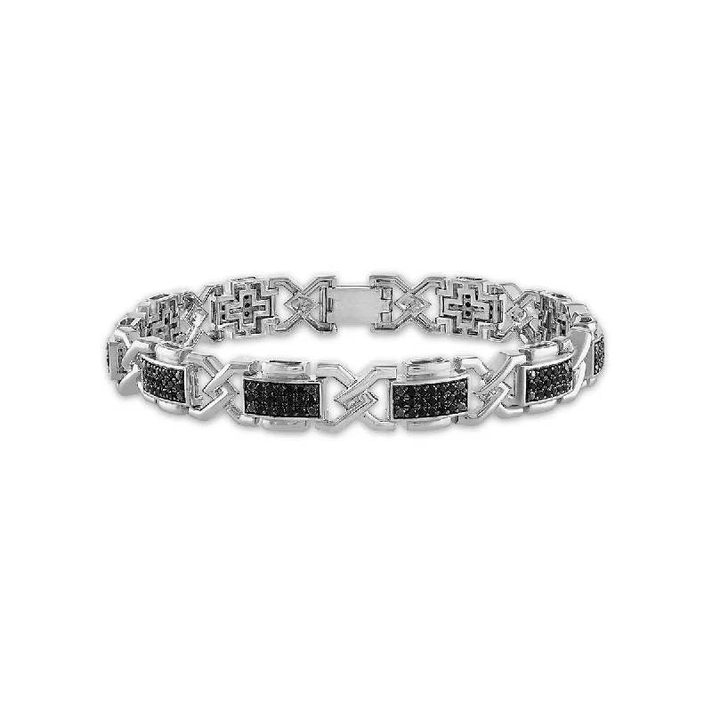 2 CTW Black Diamond 8.5-inch Bracelet in Sterling Silver