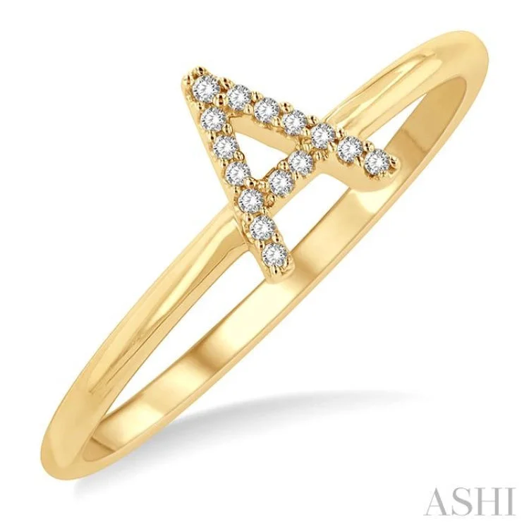 1/20 Ctw Initial 'A' Round Cut Diamond Fashion Ring in 10K Yellow Gold