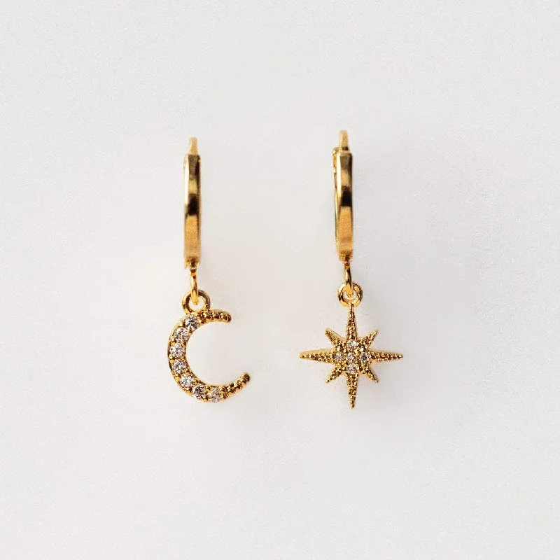 Chloe Star and Moon Hoop Earrings