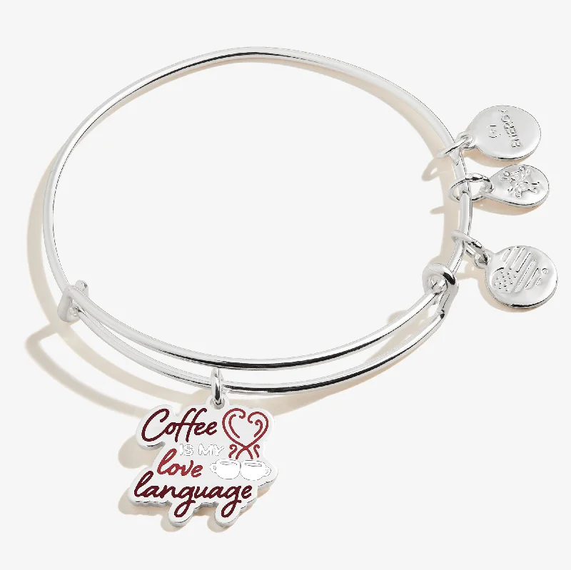 Coffee is My Love Language Charm Bangle Bracelet