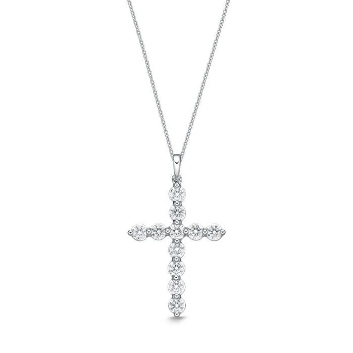 18K White Gold Diamond Cross Necklace