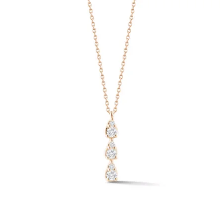 14K Rose Gold Triple Drop Diamond Pendant