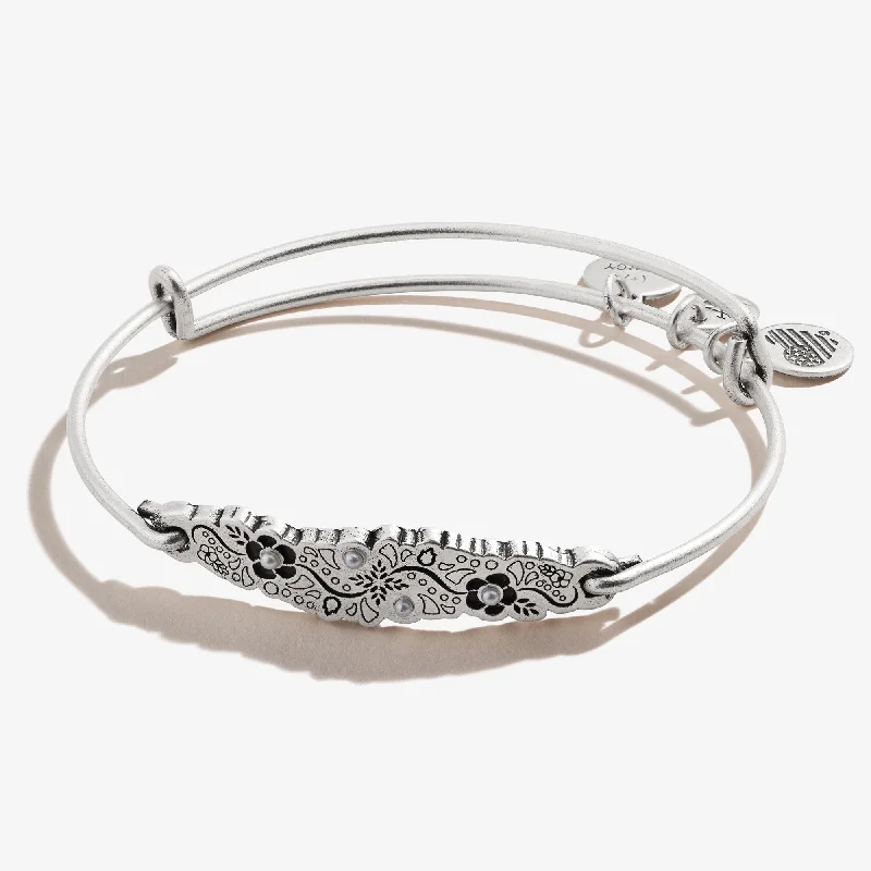 Jeweled Flower Inline Charm Bangle