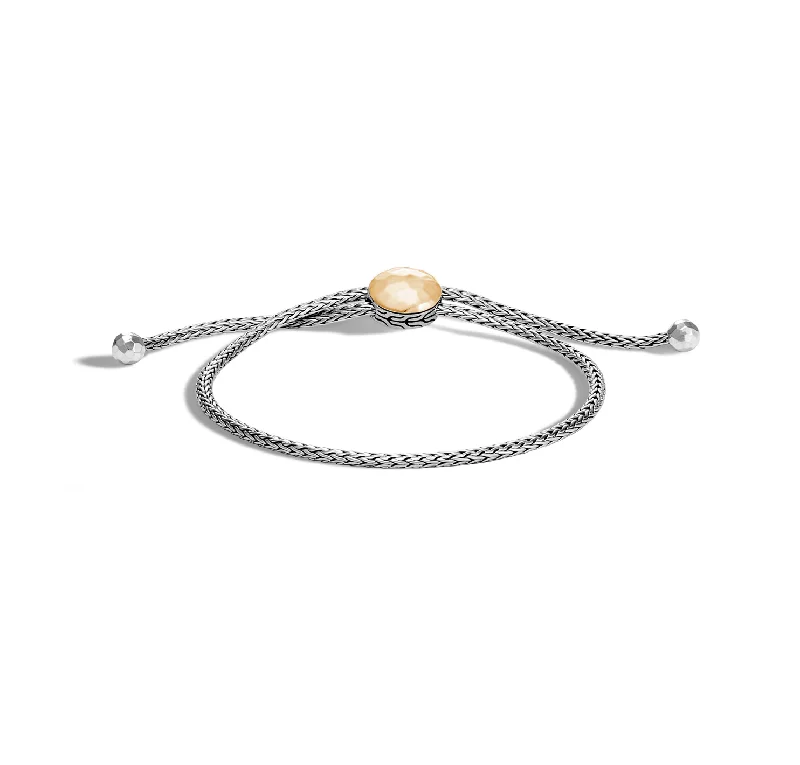 John Hardy Classic Chain Pull Through Bracelet with Hammered 18K Yellow Gold