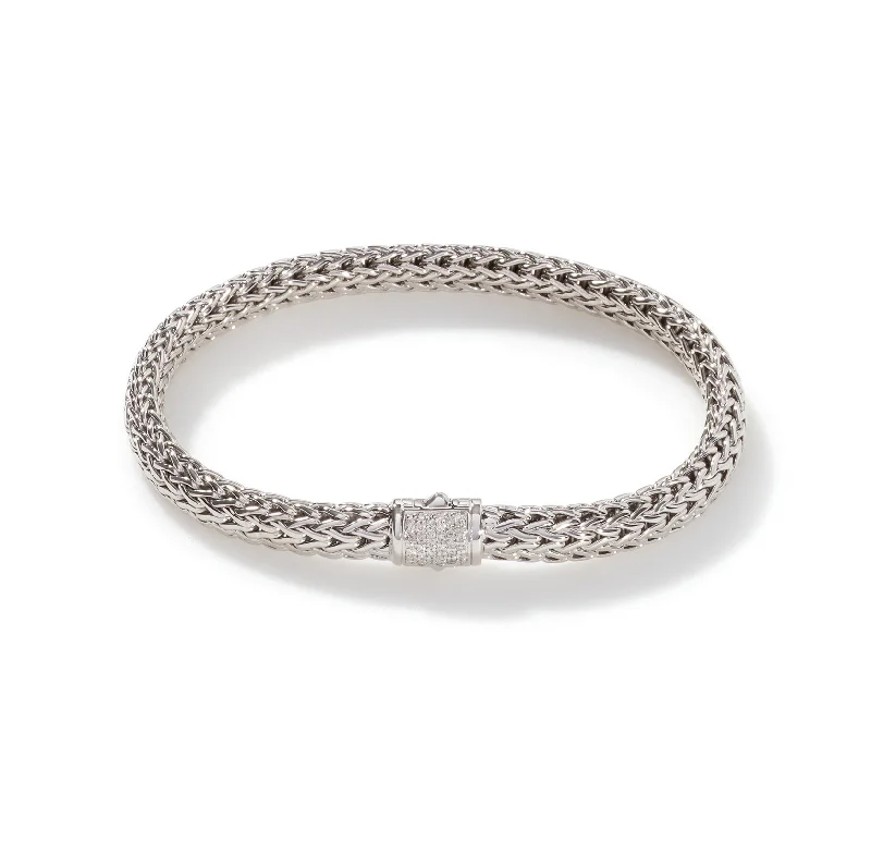 John Hardy Classic Chain Small Bracelet with Diamond Clasp