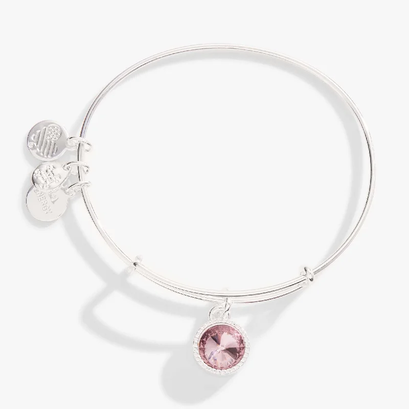 June Birthstone Charm Bangle, Light Amethyst