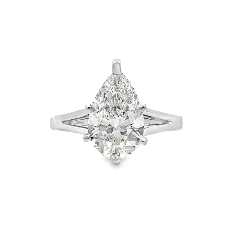 Lab Grown White Gold Pear Shape Diamond Engagement Ring