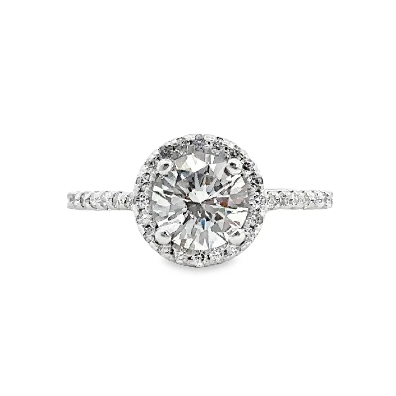 Lab Grown White Gold Diamond Halo Engagement Ring