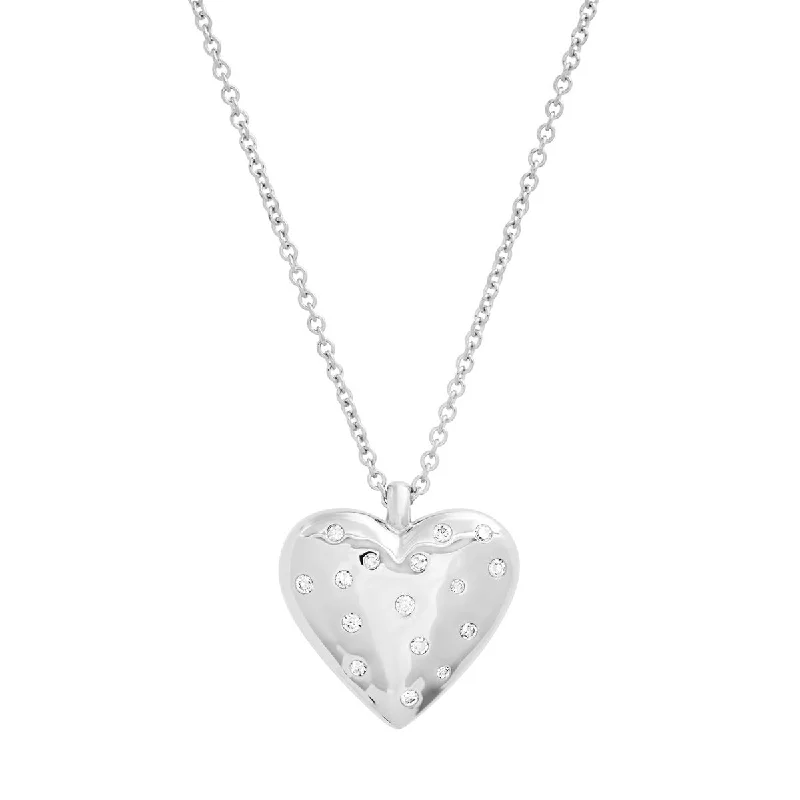 Large Reversible Diamond and Gold Puffy Heart Necklace