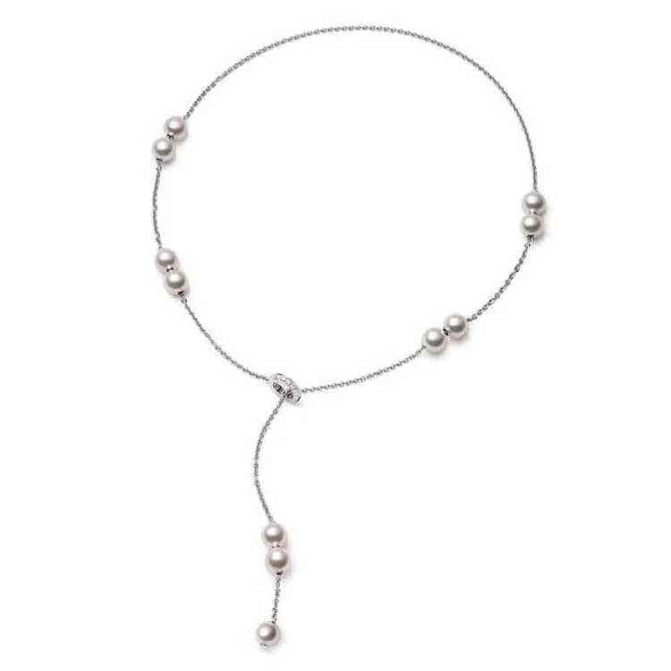 Mikimoto 18K White Gold Pearl in Motion Necklace