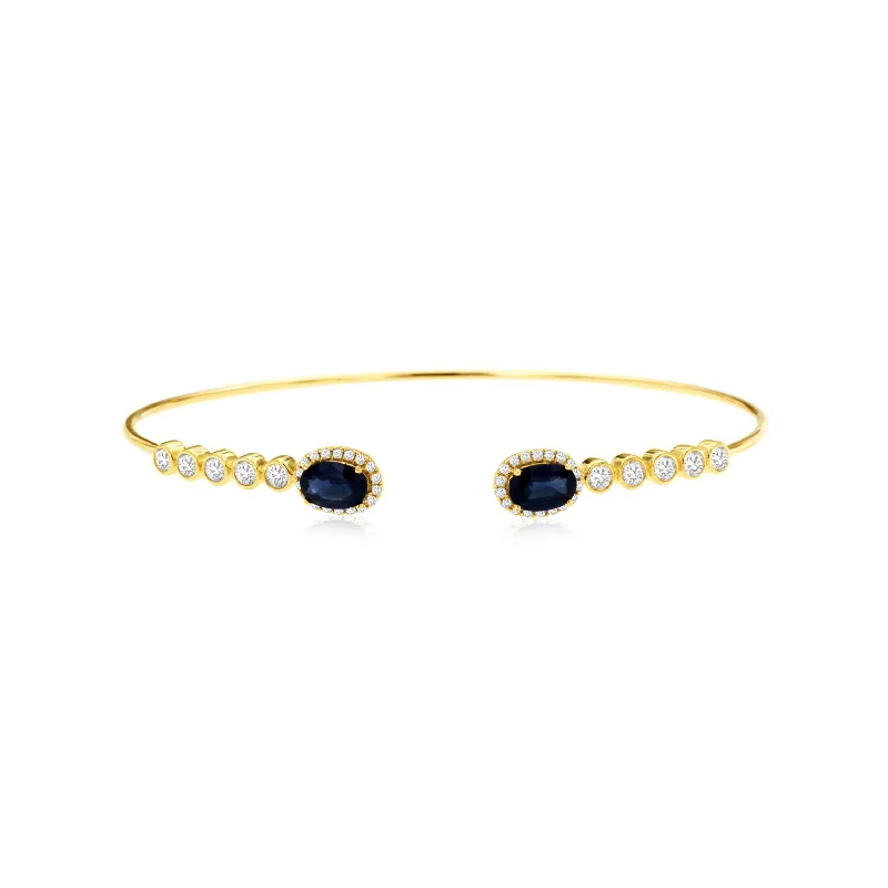 Sabel Collection 14K Yellow Gold Oval Sapphire and Diamond Bangle