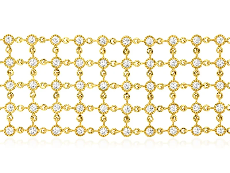 Sabel Collection 14K Yellow Gold Round Diamond Milgrain 5 Row Bracelet