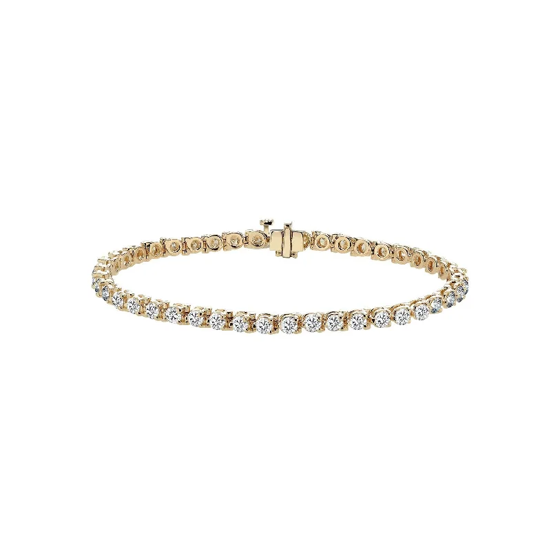 Sabel Collection 14K Yellow Gold Three Prong Set Round Diamond Tennis Bracelet