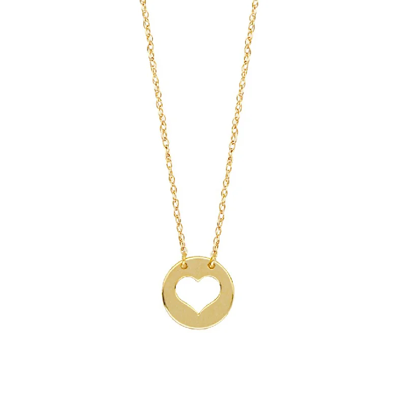 Sabel Everyday Collection 14K Yellow Gold Cutout Heart Mini Disc Necklace