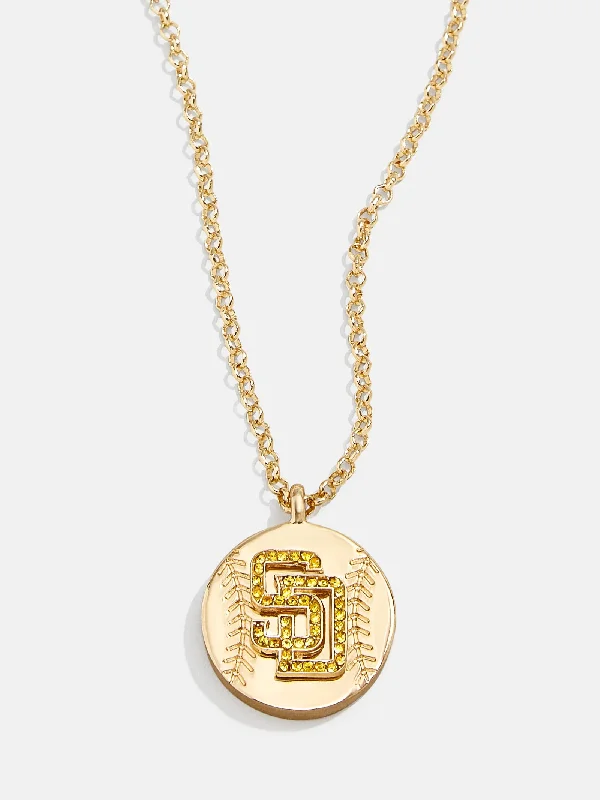 MLB Gold Baseball Charm Necklace - San Diego Padres