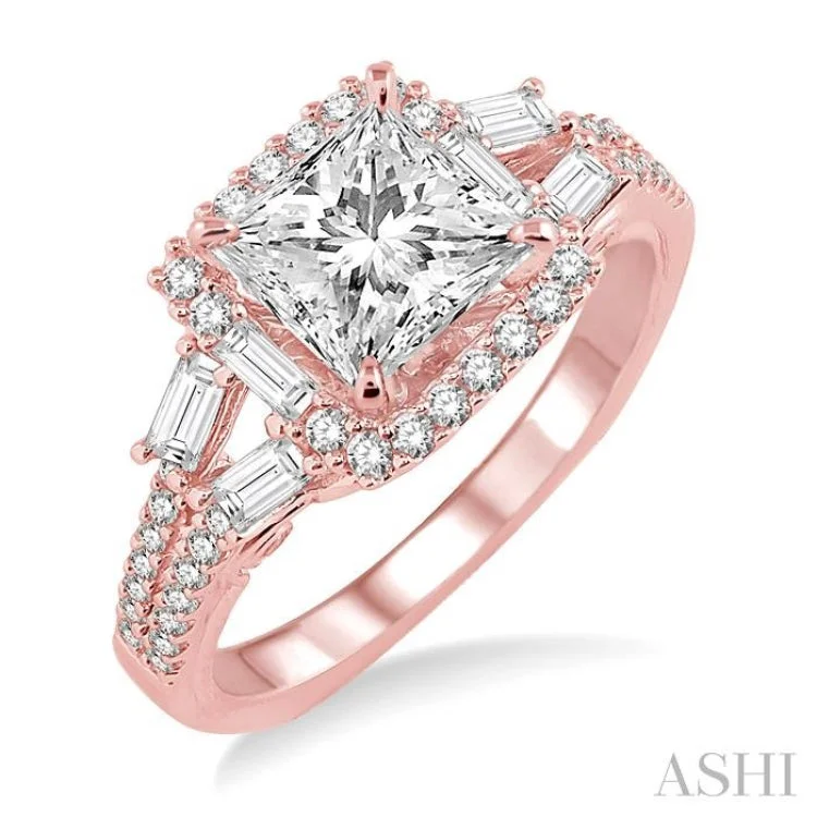 3/4 Ctw Diamond Semi-Mount Engagement Ring in 14K Rose Gold