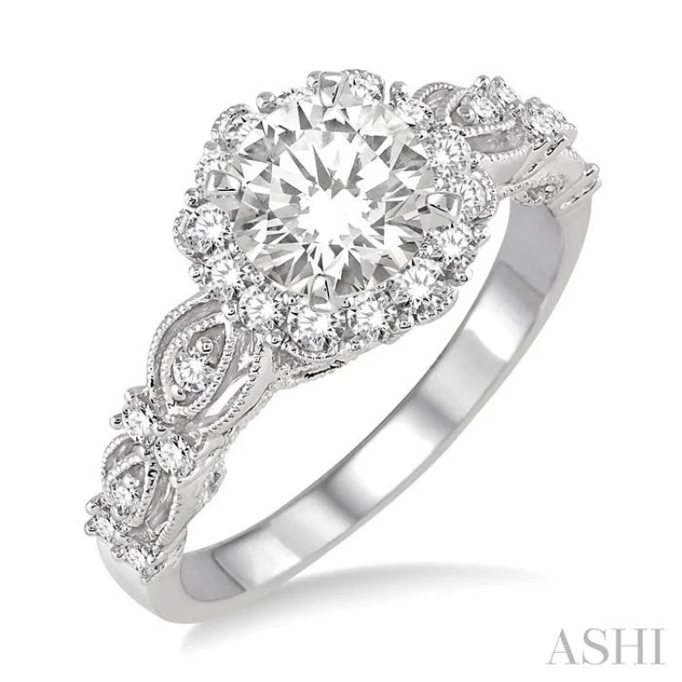 1/2 Ctw Diamond Semi-mount Engagement Ring in 14K White Gold