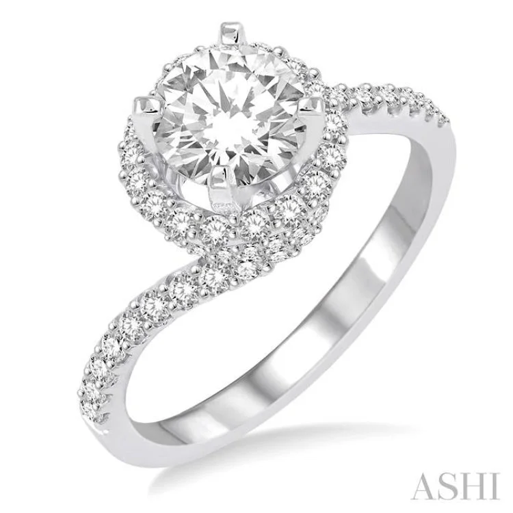 5/8 Ctw Diamond Semi-mount Engagement Ring in 14K White Gold