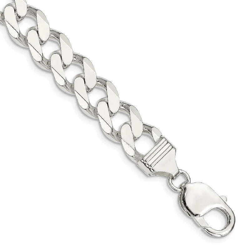 Sterling Silver 8-inch 11MM Lobster Clasp Curb Bracelet