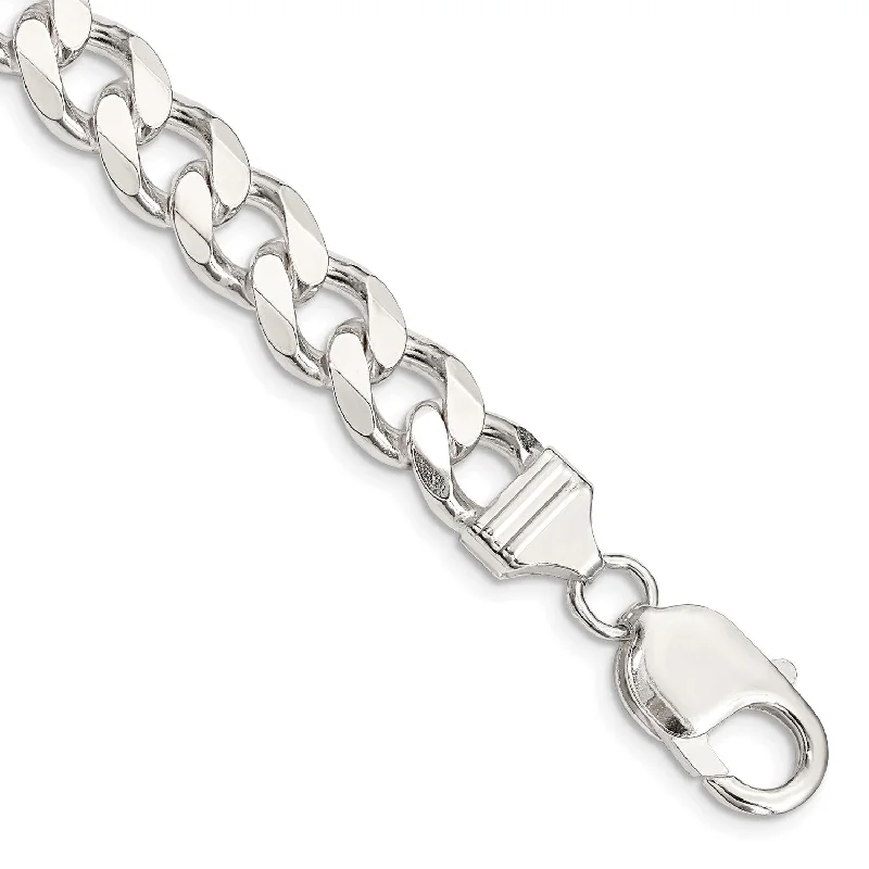 Sterling Silver 8-inch 9MM Lobster Clasp Curb Bracelet