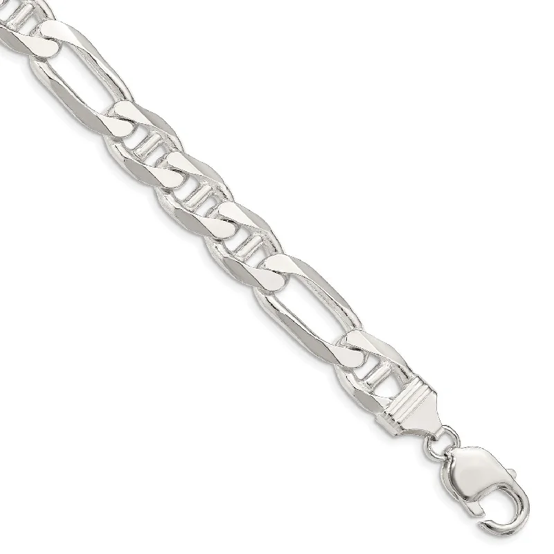 Sterling Silver 9-inch 10.65MM Figaro Anchor Link Bracelet