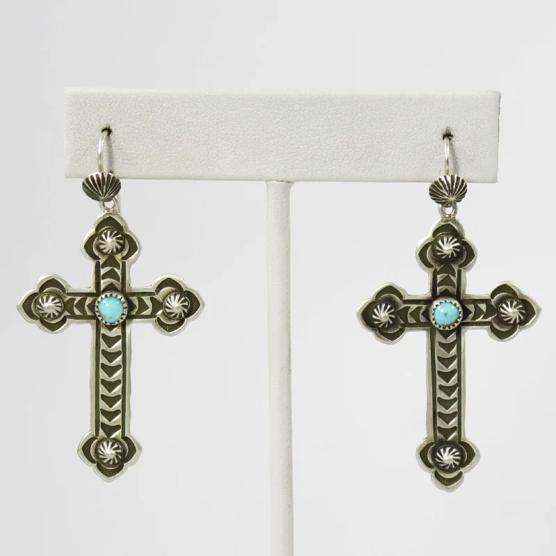 Turquoise Cross Earrings