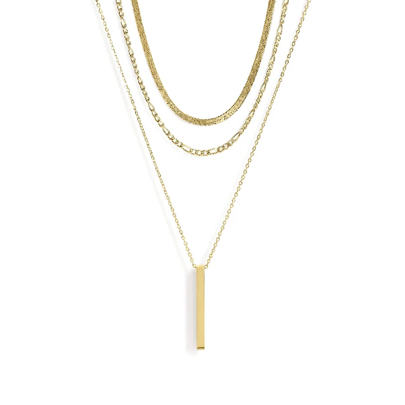 45 pc 18K Gold PVD Vertical Bar Layered Necklace Set / BND0030